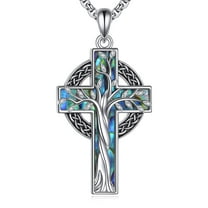 Tree of Life Necklace 925 Sterling Silver Cross Pendant Abalone Shell Jewelry Gifts For Women
