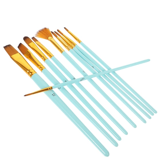 HAMPPLIES 10Pcs Aluminum Handle Paintbrush for Watercolor and Painting