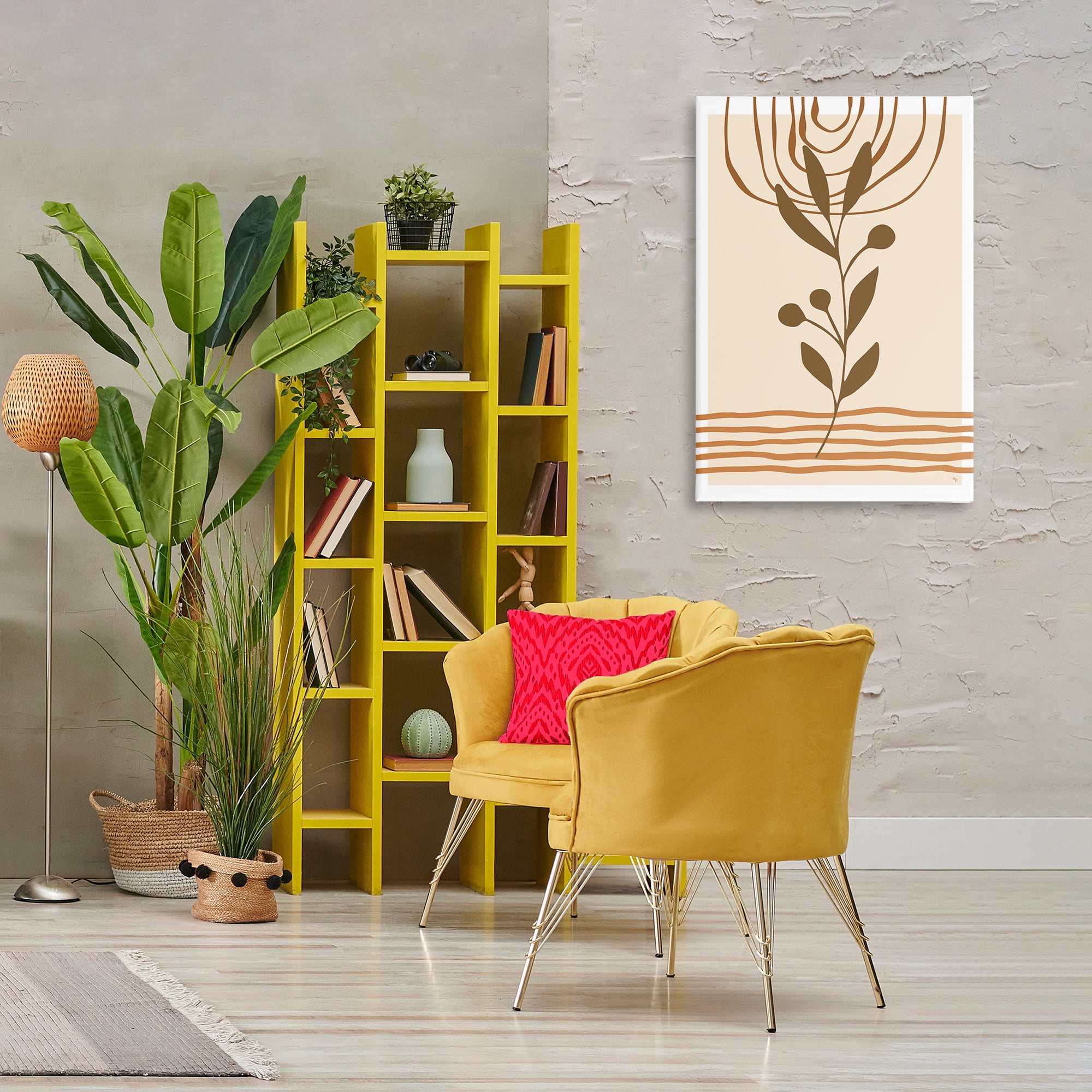 Stupell Industries Bohemian Plant Sprig Botanical & Floral Painting Gallery Wrapped Canvas Art Print Wall Art, 24 x 36