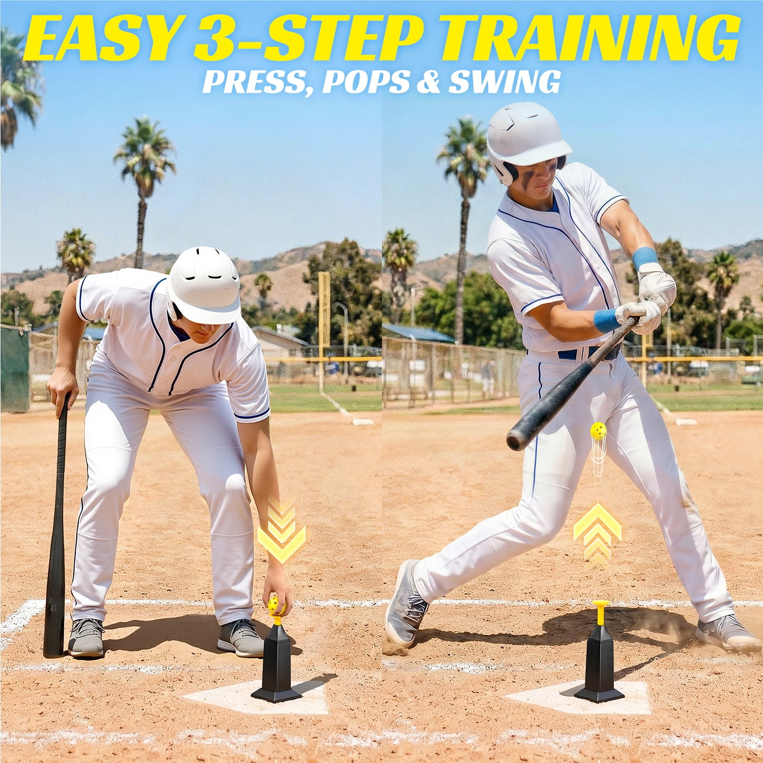 FITPLAY Baseball Trainer Tee Popper, Pop Up Baseball Training,  Baseball Pitching Machine with 12 Balls