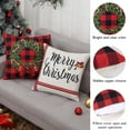 thumbnail image 3 of FairOnly Christmas Pillow Covers Set of 4 Black Red Plaid Farmhouse Xmas Decorations Wreath Pattern Cushion Cases for Sofa Couch, 18"x18", 3 of 7
