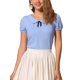 thumbnail image 1 of INSPIRAR CHIC Blusa de cuello Peter Pan con lazo para mujer, de manga corta, sólida, casual, top de verano XS azul claro, 1 of 5