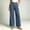 (Fashion 202)Dark Blue, variant on Women's High Waist Cotton Blend Wide Leg Pants Button Front Casual Trousers with Pleats Breathable Summer Office Wear