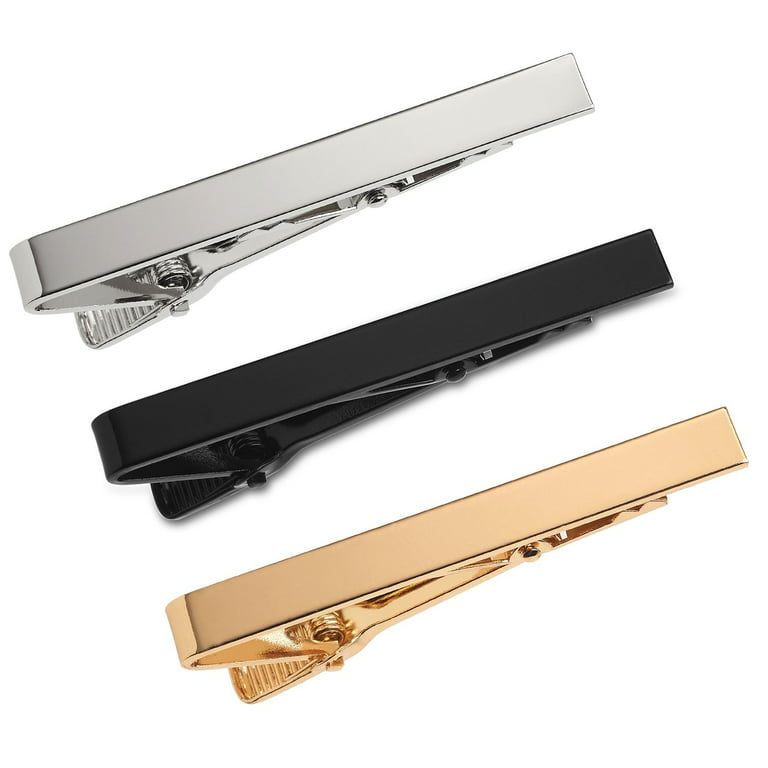 UBGICIG 3 Pcs Stainless Steel Tie Clips for Men Elegant Personalized Letter  Tie Clip Set for Men Classic Gold Silver Black Tone Tie Bar Father's Day