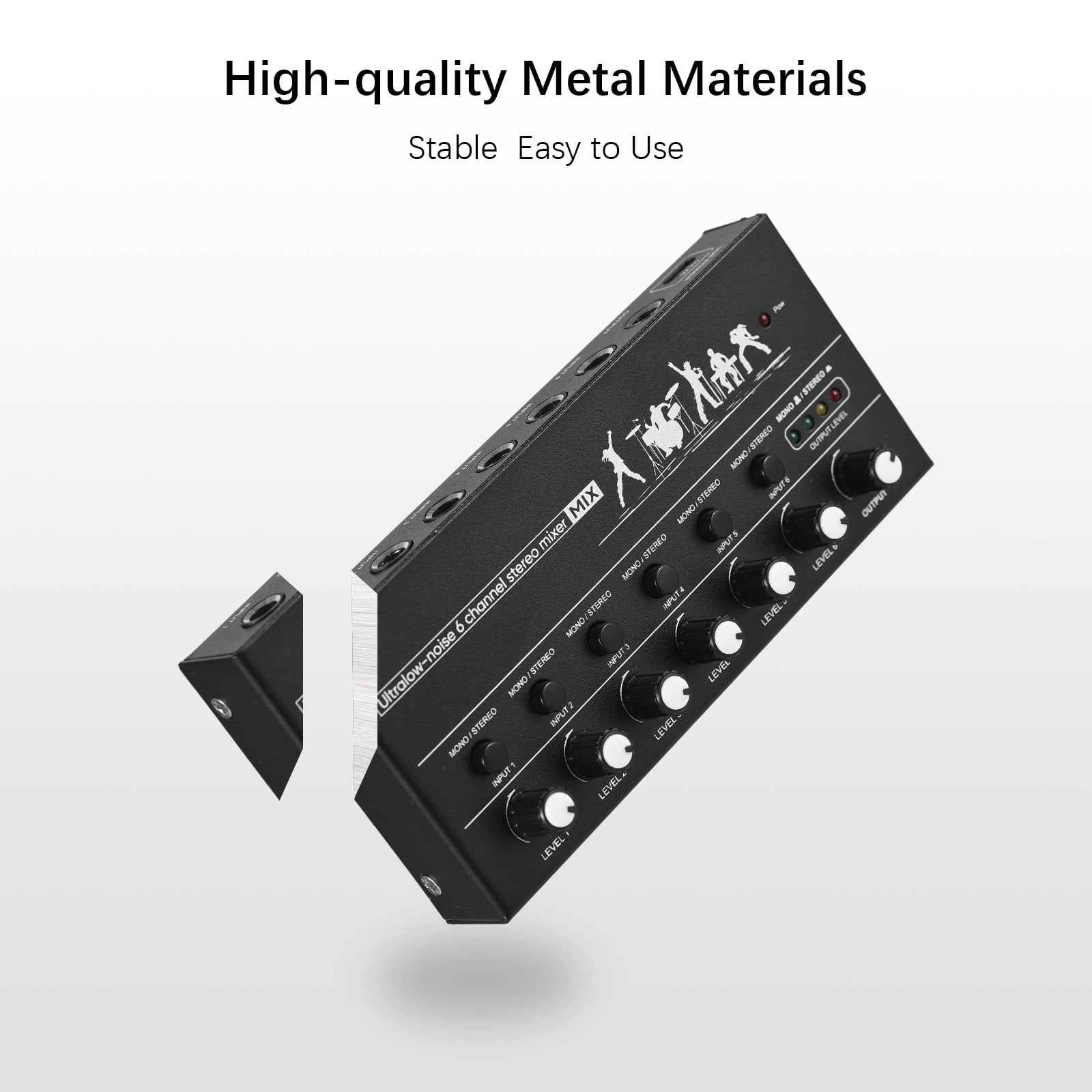 Audio Mixer,6-channel Audio Stereo Metal Shell Usb Stereo Line Mono/6.5 Dual Channels Shell Usb Type-c 6.35mm Mono/6.5 Dual Dsfen Mewmewcat Rusuo 6-channel Mer Stereo Line Mer Metal