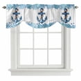 thumbnail image 2 of Summer Ocean Anchor Tie Up Valances Curtain, Adjustable Kitchen Nautical Sea Blue Coral Fish Starfish Gray Stripe Valances for Windows Decor, Rod Pocket Short Curtains for Bedroom/Bathroom 42"x18", 2 of 9