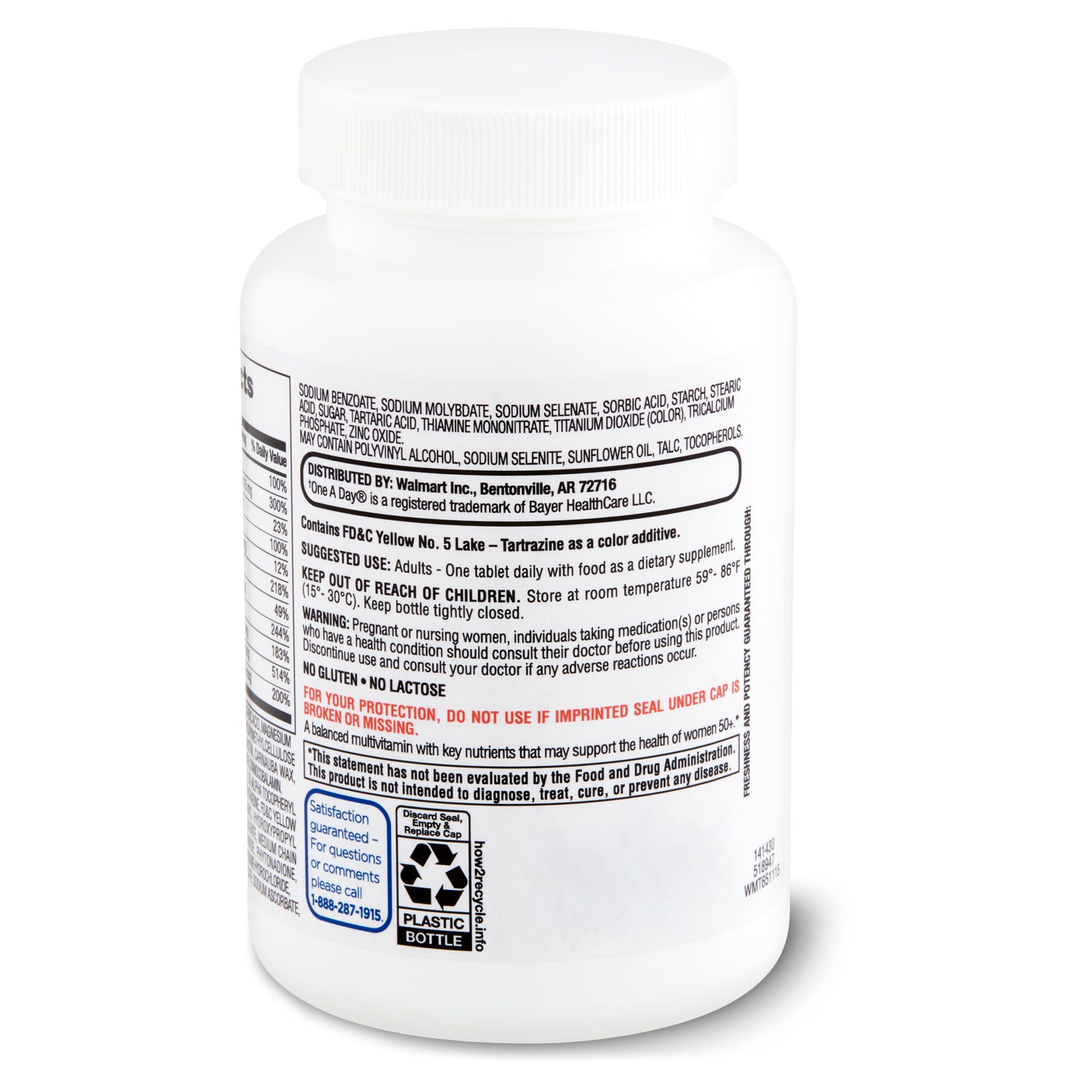 Equate One Daily Dietary Supplement, Women's 50+, 65 Count
