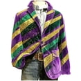 thumbnail image 2 of Ceisia Mardi Gras Glitter Stripe Corduroy Blazer for Men, Relaxed Fit Festive Party Coat with Pockets Gifts, 2 of 7