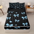 thumbnail image 2 of Homewish Fashion Bow Heart Zipper Twin Comforter Sets with Fitted Sheet and 2 Pillowcases for Girls, Blue Bow Zipper Bedding Set for Kids Teens, Black Reversible, 4 Pieces, 2 of 6