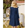 thumbnail image 6 of Arshiner Girls Dress Sweet Casual Flutter Sleeve A-Line Button Down Sundress Casual Midi Dresses, 6 of 7