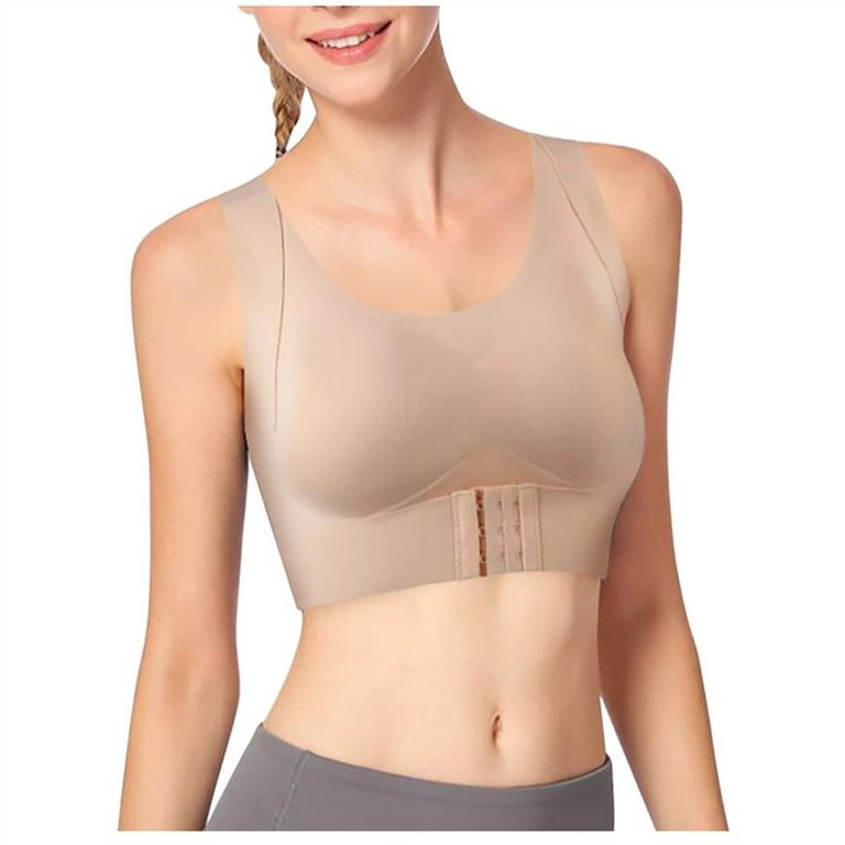 Womens Sports Bra Fashion Push up Front Closure Wirefree Support