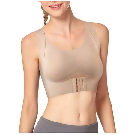 

Womens Sports Bra Push up Front Closure Wirefree Support Bras Comfy Full Coverage Bra for Yoga Fitness