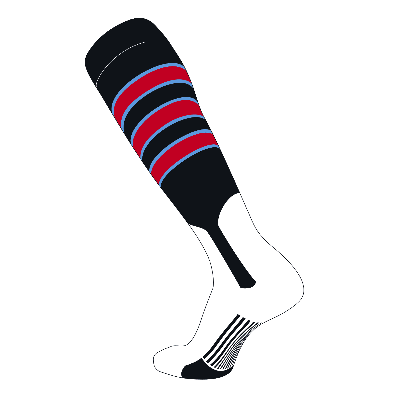 TCK Elite Baseball Knee High Stirrup Socks (D, 7in) Black, Baby Blue