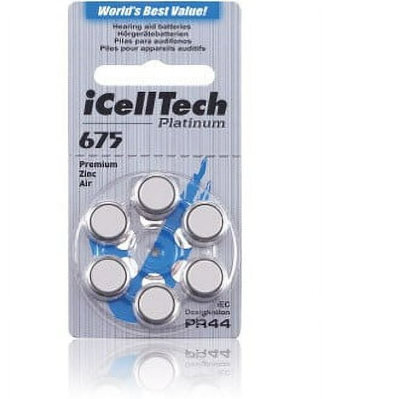iCellTech Size 675 Hearing Aid Batteries (6 batteries) 