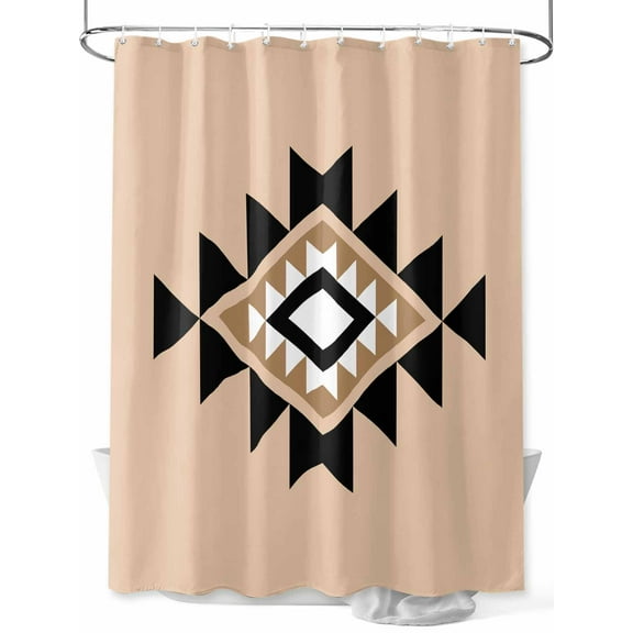 Shower Curtain Khaki Aztec Bathroom Curtains with Hooks, Waterproof Fabric Boho Western Tribal Pattern Bath Shower Curtains Set for Bathroom Bathtubs Decor 36x72 Inch