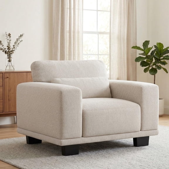 Beige Modern Single Seater Armchair With Deep Cushions And Removable Cover