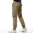 thumbnail image 2 of UVEASISHA Mens Lightweight Cargo Pants Quick Dry Casual Hiking Travel Pants Stretch Slim Fit Work Pants for Men Drawstring Joggers with Zip Pockets Khaki XL, 2 of 8