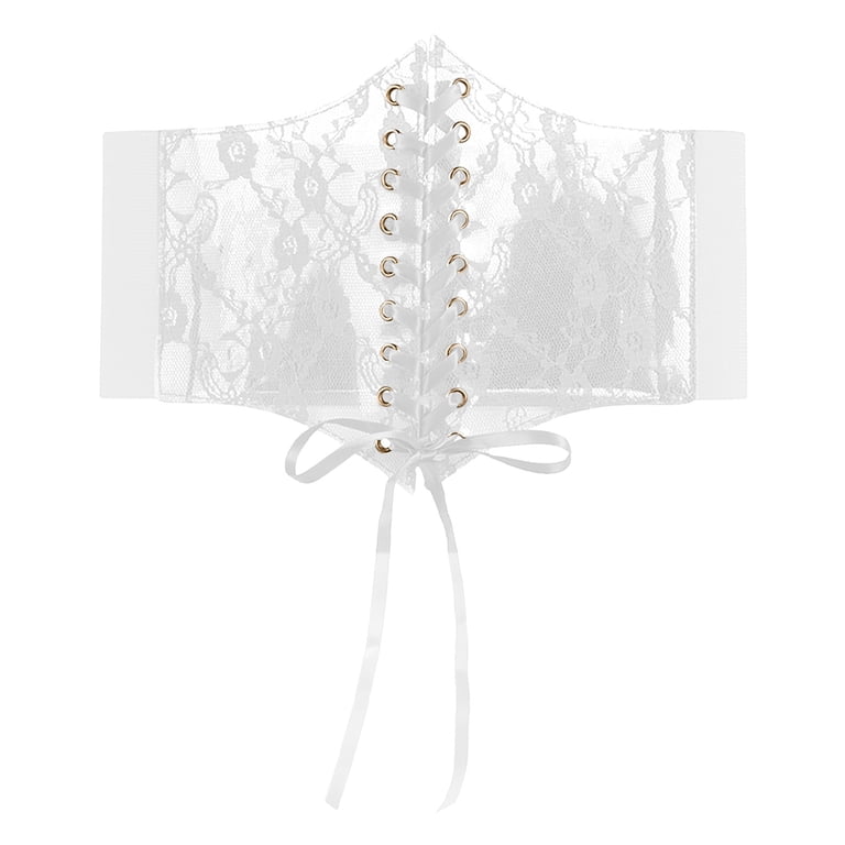 3699 Lace Up Corset Belts Bustier Sheer Mesh Tie Cinch Belt Wide Underbust HOTWILL Underbust Corset Belts for Women Lace Up Tie Back  main image 2