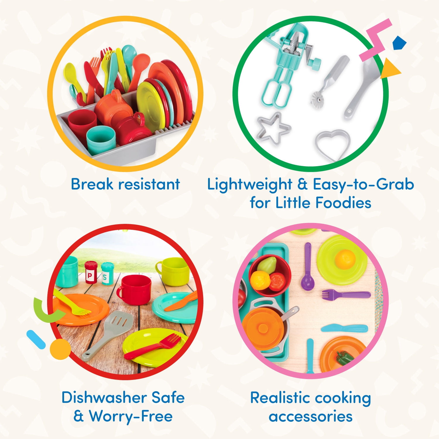 Battat Deluxe Kitchen Plastic Playset Pretend Play Cooking & Baking Accessories for 2 Years +