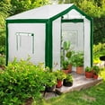 thumbnail image 3 of EAGLE PEAK 8 x 8ft Portable Walk-in Greenhouse with Roll-up Zipper Entry Door and 3 Large Roll-Up Screen Windows, Green/White, 3 of 10