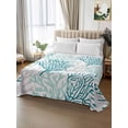 thumbnail image 2 of Teal Grey Coral Coastal Flat Sheet Only Twin Size, Soft Breathable Bed Top Sheets for Mattress, Summer Beach Seaside Nautical Luxury Bedding Flat Sheets for Home Hotel Bedroom Bed Protection, 2 of 9