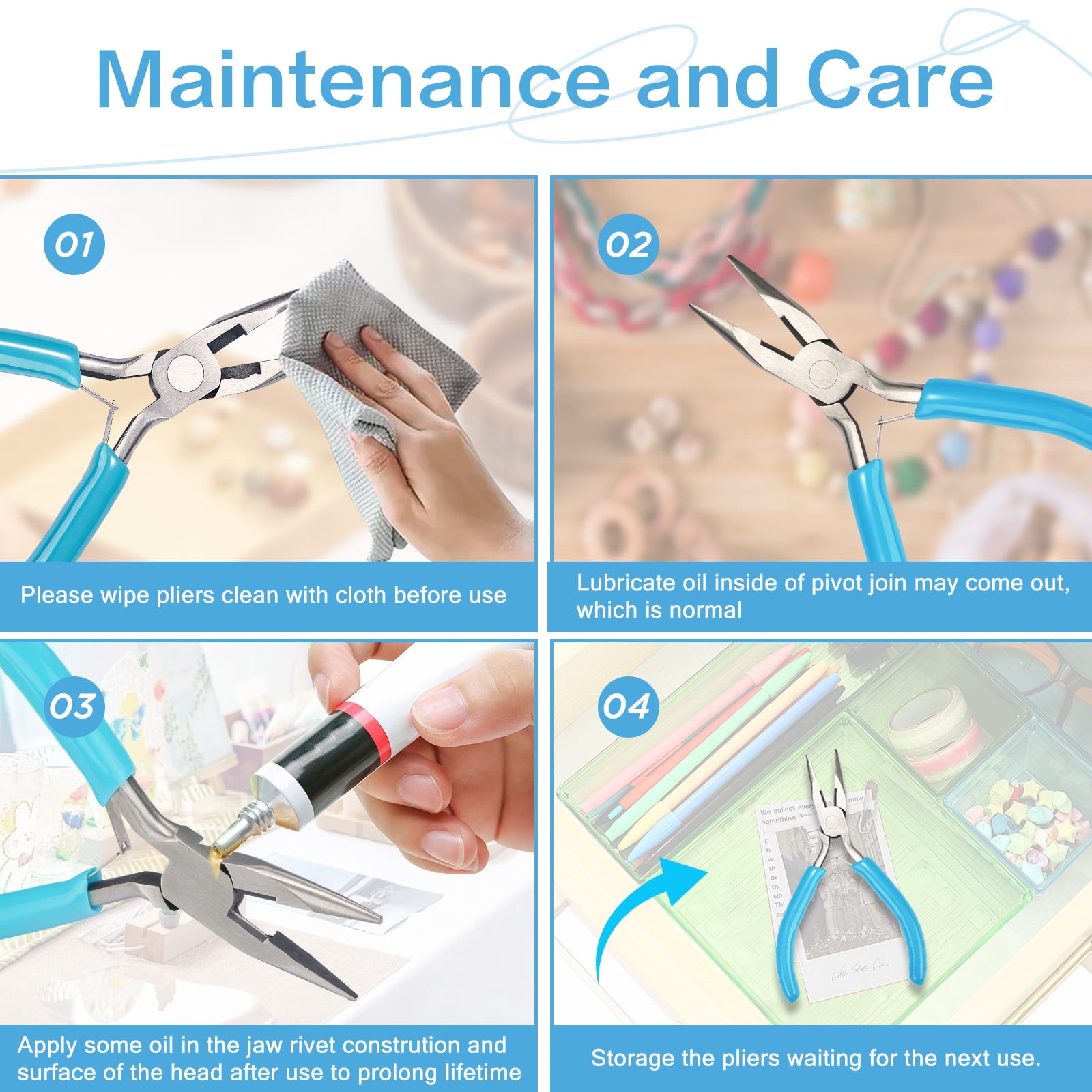 iWork 3pc Pliers Set DIY Jewelry Tool Nose Pliers Craft Making Pliers Tools Value Pack