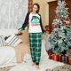 thumbnail image 3 of Conjuntos de pijamas navideños a juego para la familia, Tops con sombrero y pantalones a cuadros verdes, 3 of 3