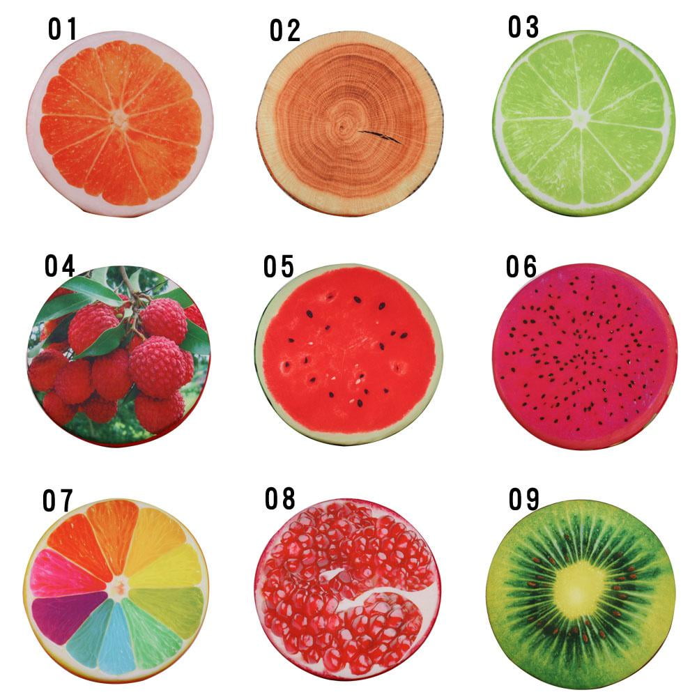 Soft Fruit Pillow Round Cushion Office Chair Seat Pad-Green Lemon