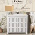 thumbnail image 6 of viswild 36" Bathroom Vanity with Ceramic Sink Vintage Espresso Durable Solid Wood Storage Cabinet Soft Close Doors Distressed Finish, Antique White, 6 of 9
