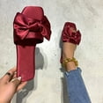 thumbnail image 2 of JeashCHAT Women's Flat Sandals Bow Tie Square Open Toe Single Band Slide Sandals for Women Dressy Summer (Red), 2 of 5