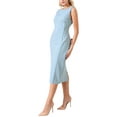 thumbnail image 4 of Vestido formal midi sin mangas de cuello barco para mujer Inspire Chic azul claro L, 4 of 5