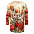 thumbnail image 5 of Womens Tops T-Shirts Easter Themed Graphic Print Short Three Quarter Sleeve Crewneck Going Out Shirts, 5 of 5