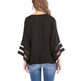 thumbnail image 2 of Juniors' Plus Size Tops Blouses for Women Shirts Casual V Neck 3/4 Bell Sleeve Loose Blouse Top Fit T-Shirt Autumn, 2 of 7
