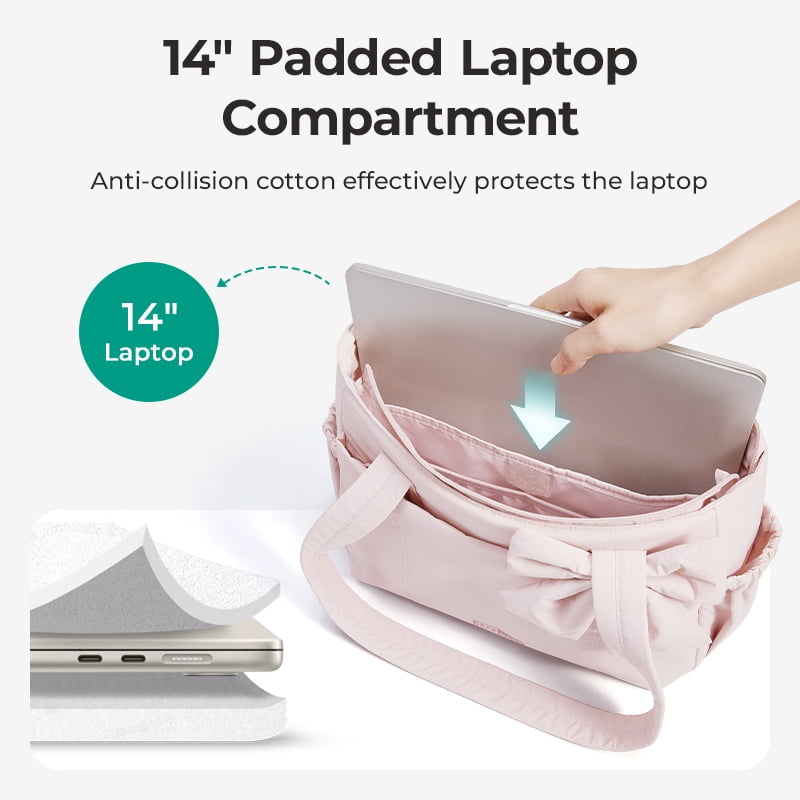 BAGSMART Crush Everyday Tote Bag for Women, Lightweight Tote Bag Casual Handbags for 14-Inch Laptop, Travel, Work, Beach, Gym, Shop, Dark Pink