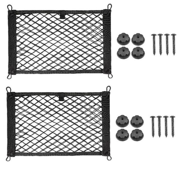 2X Car Stretchable Small Cargo Net Pocket Trunk Side Elastic Storage Mesh Bag Nylon 45x25cm Interior Container Accessories