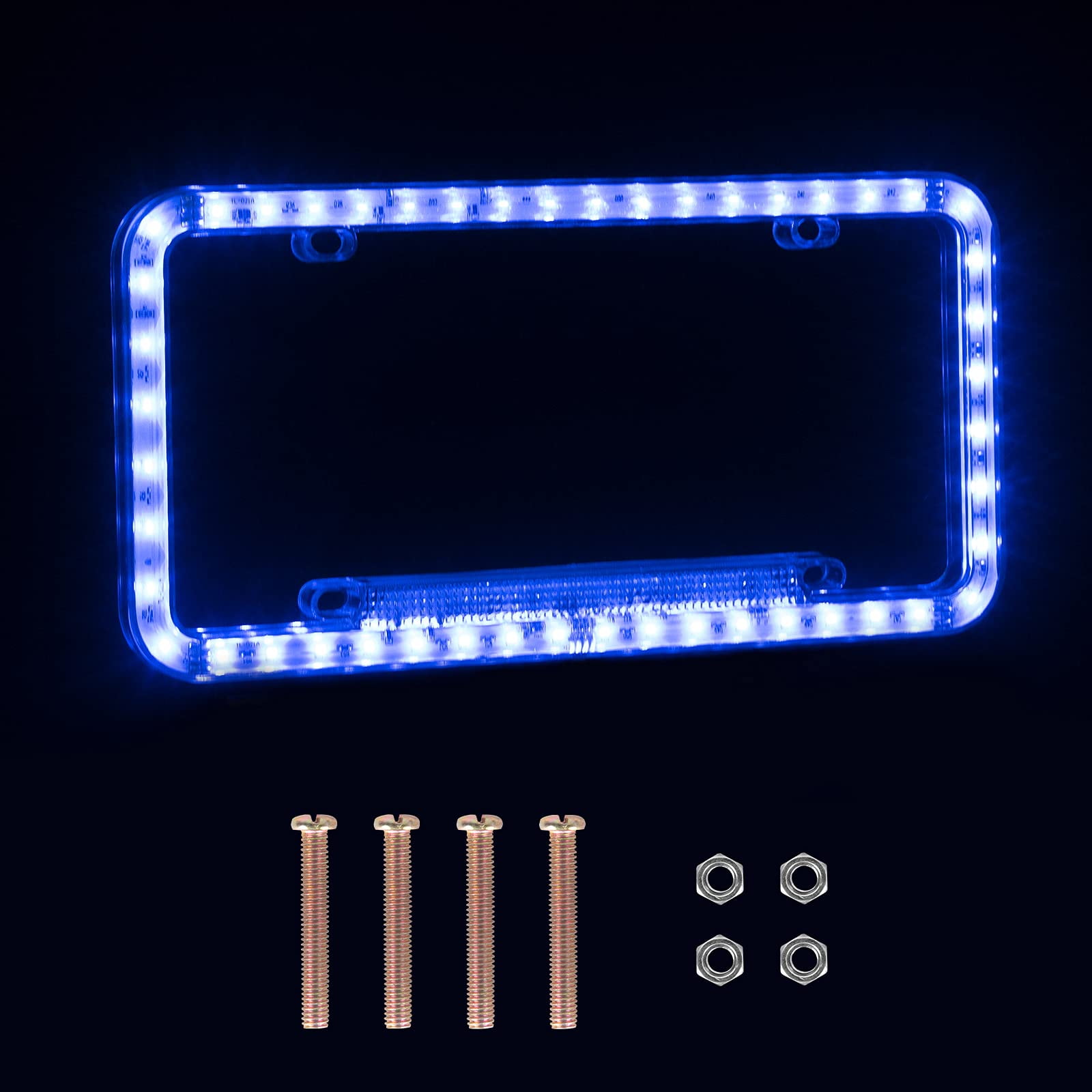 eing License Plate Frame Auto 12 V 54 LED Color Light Acrylic License Plate  Cover,Blue - Walmart.com