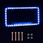 eing License Plate Frame Auto 12 V 54 LED Color Light Acrylic License Plate Cover,Blue