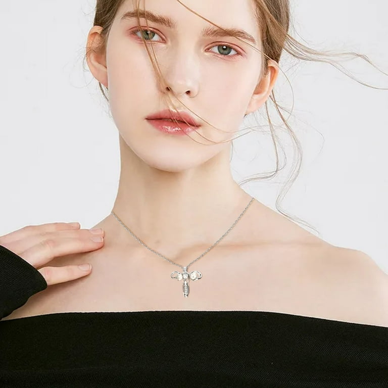 Censtreet Uterus Ovary Crystal Pendant Necklace for Doctor Nurse
