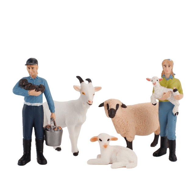 Juego de figuras de animales de granja, 3 piezas de plástico PVC de cabra, oveja y cordero