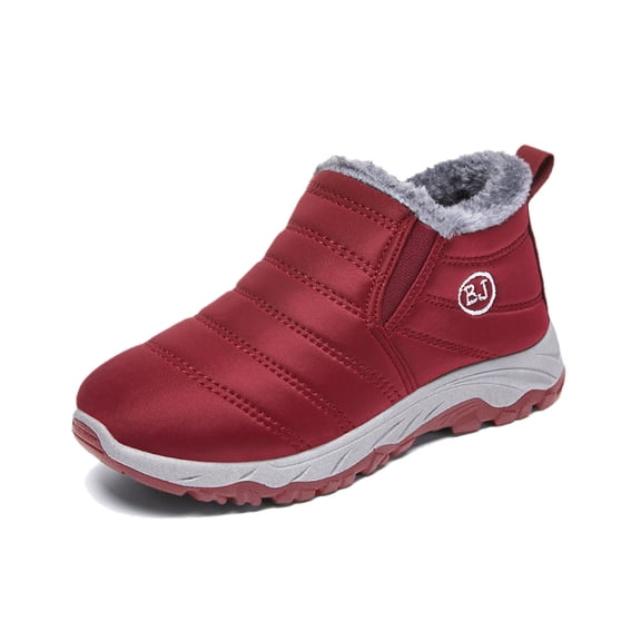 Snow Boots for Women,Women's Winter Fashion Flat Boots On Non- Sole Warm Comfortable Short Boots for Cold Weather Outdoor Activities,Winter Boots for Women,Red,8.5