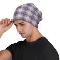 thumbnail image 3 of Gaeub Purple Floral Gingham Check Plaid Print Beanie Hats for Men Women,Winter Caps,Knit Cuffed Beanie,Cuffed Cap,Great for Winter Activities, 3 of 7
