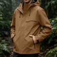 thumbnail image 2 of Zefriona Men's Water-Resistant Hooded Softshell Jacket with Zip Pockets for Hiking Coffee S, 2 of 8