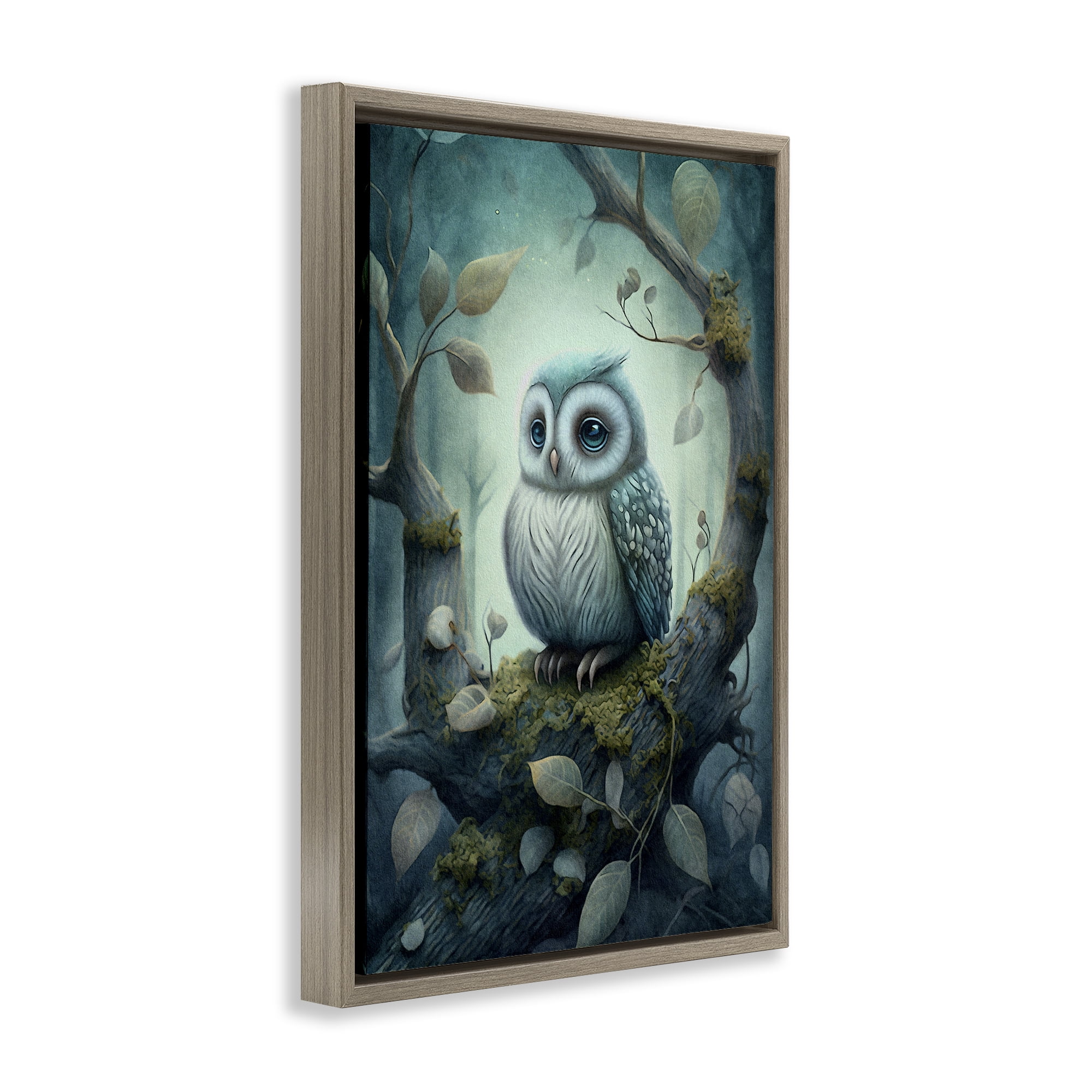 Stupell Industries Calm Mystic Owl Landscape Painting Brown Floater Framed Art Print Wall Art, 17 x 25