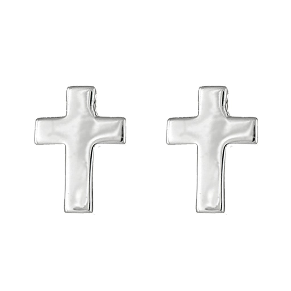 Sterling Silver Mini Cross Stud Post Earrings