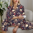 thumbnail image 5 of KLL Skull record rock Print Women's Long Sleeve Pajamas with Pants Sleepwear Loungewear 2 Set-Large, 5 of 7