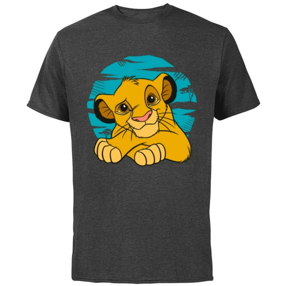 Disney The Lion King Young Simba Resting Blue 90s - Short Sleeve Cotton T-Shirt for Adults - Customized-Charcoal