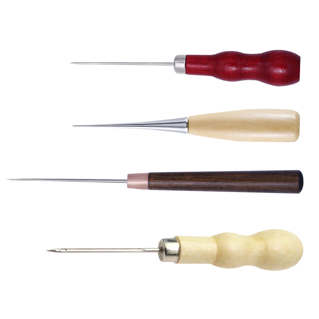 Elenxs 4pcs Woodworking Awls Stainless Steel Punching Awls with Handle