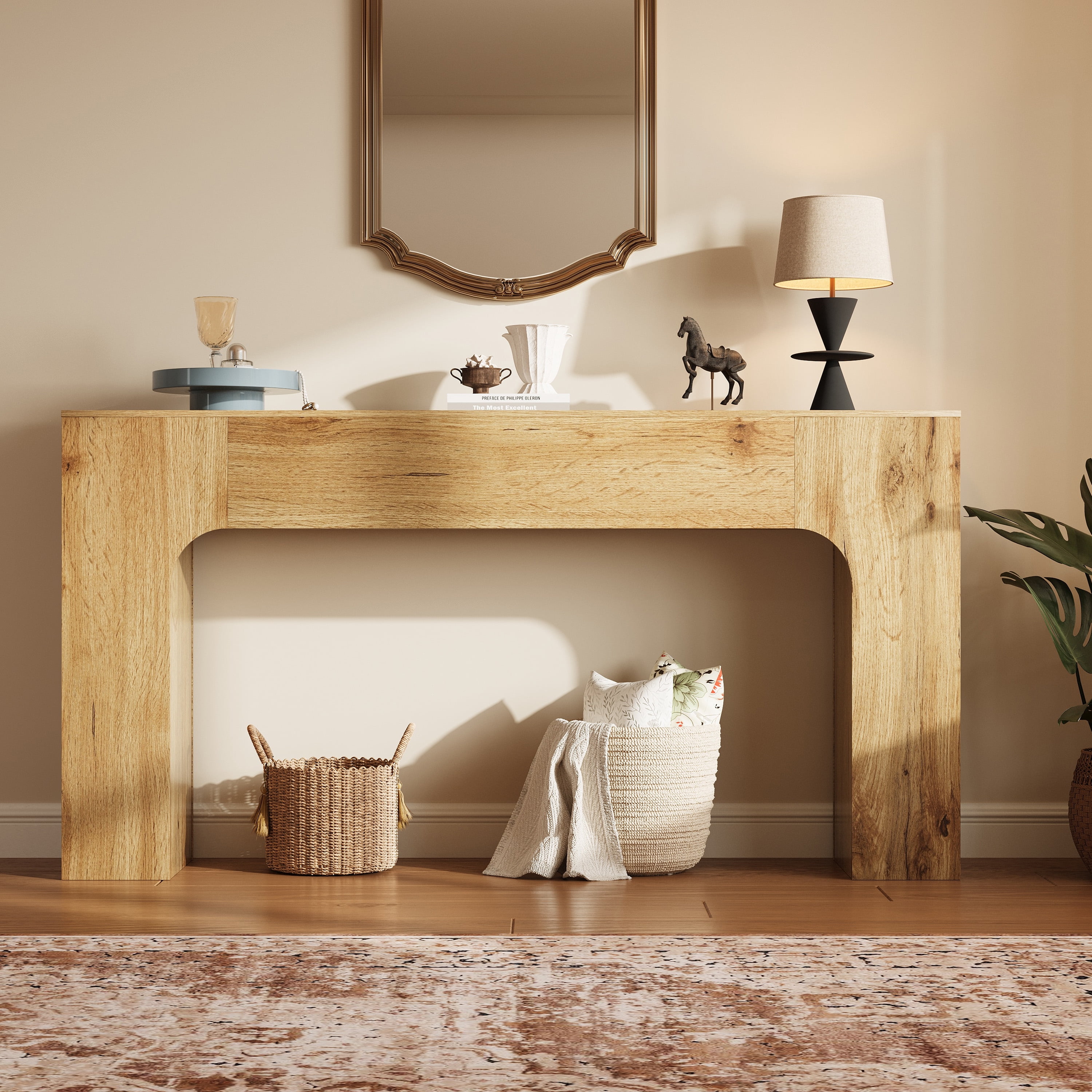 Slim Farmhouse Console Table for Living Room – Narrow Wooden Entryway Table, Rustic Oak Accent, Space-Saving Hallway Furniture, Ideal Behind Sofa or in Foyer, 63 Inch – 1.6 Michat Cracked Oak
