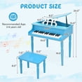 thumbnail image 3 of Gymax 30-Key Classic Baby Grand Piano Toddler Toy Wood w/ Bench & Music Rack Blue, 3 of 10