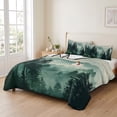 thumbnail image 2 of Quilts Full Size Bedding Set, Dark Green Forest Lightweight Quilted Comforter, Nature Mountain Pine Tree Vintage Soft Reversible Bedspread Coverlet with Pillow Covers for All Season, 78" x 90", 2 of 9